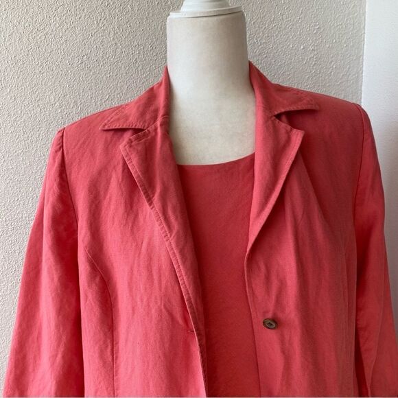 Talbots Sleeveless Linen Dress Jacket Pockets Suit SZ 10 - Picture 8 of 14